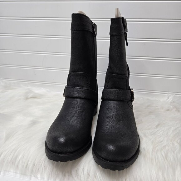 Luichiny Black Vegan Leather Moto Boots Women's "Mara Beth" Size 6 New In Box - Picture 6 of 10